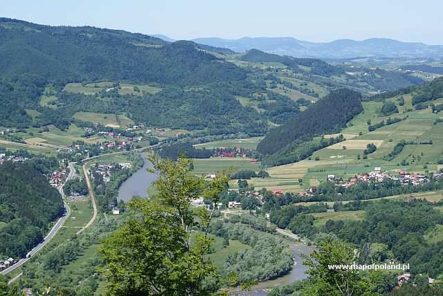 Widok z góry Kicarz na dolinę Popradu - Piwniczna-Zdrój
