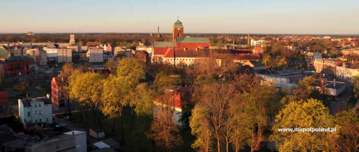Panorama miasta z wieży widokowej - plac Królowej Jadwigi - Żagań